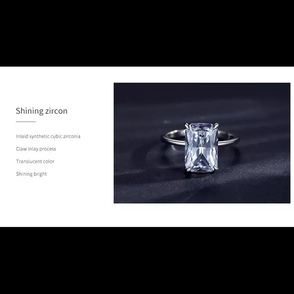 5.34Ct EMERALD Cut VVS Horizontal Setting Solitaire 925 Ring Size 5 - Picture 12 of 17